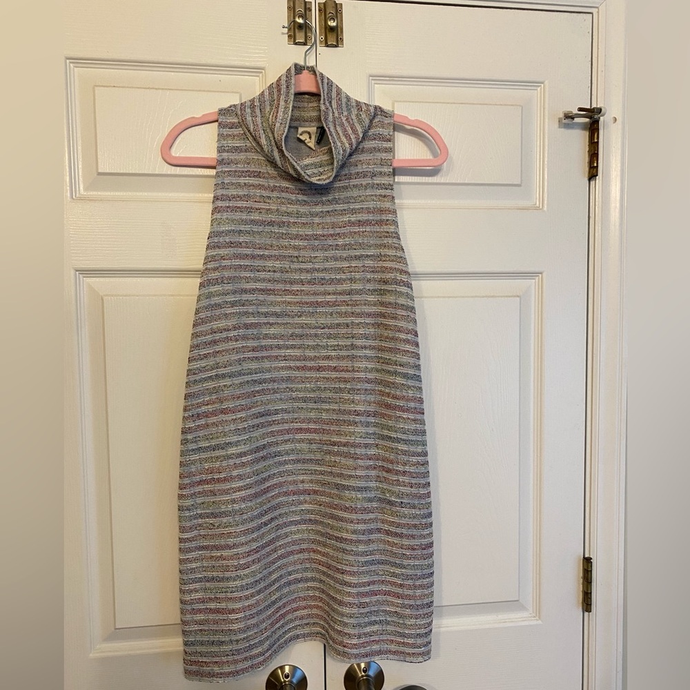 Anthropologie Akemi + Kin marled tweed knit stripe mock neck dress pockets